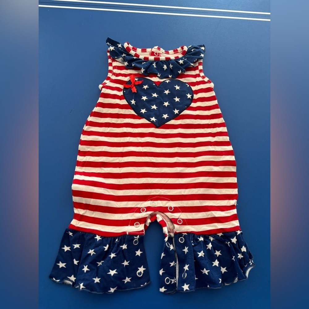 Ann Loren Red, White, and Blue Star Romper 4th of July